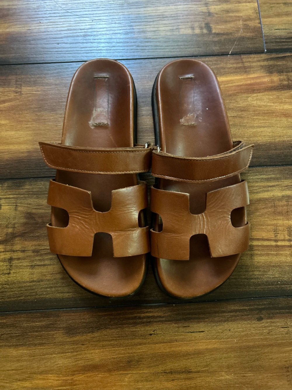 Steve Madden Women’s Cognac Leather Dual-Strap Slide Sandals Mayven Sz 8 - Picture 6 of 8